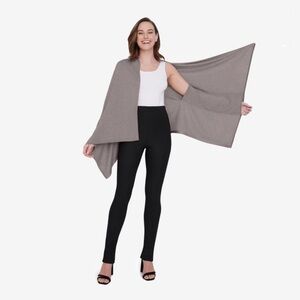 Adrianna Papell Metallic S’hug Knit Wrap with Tunnel Sleeves in Marble Gray M/L